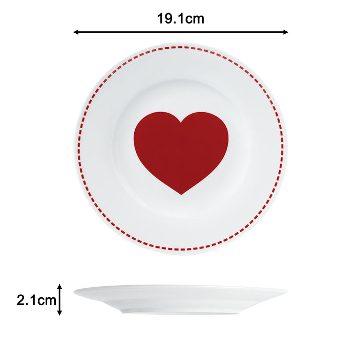 Nordic Red Heart Christmas Porcelain Dinnerware Set, 16 Pieces