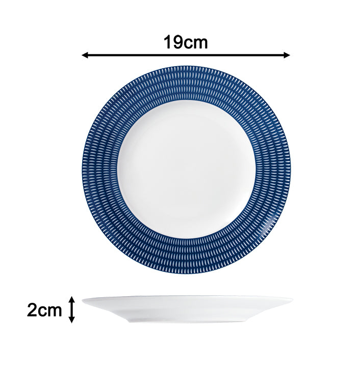 Blue Linear Porcelain Dinnerware Set, 16 Pieces