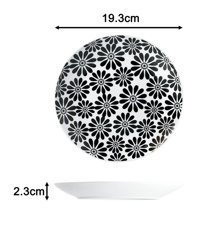 Black & White Kira Porcelain Dinnerware Set, 16 Pieces