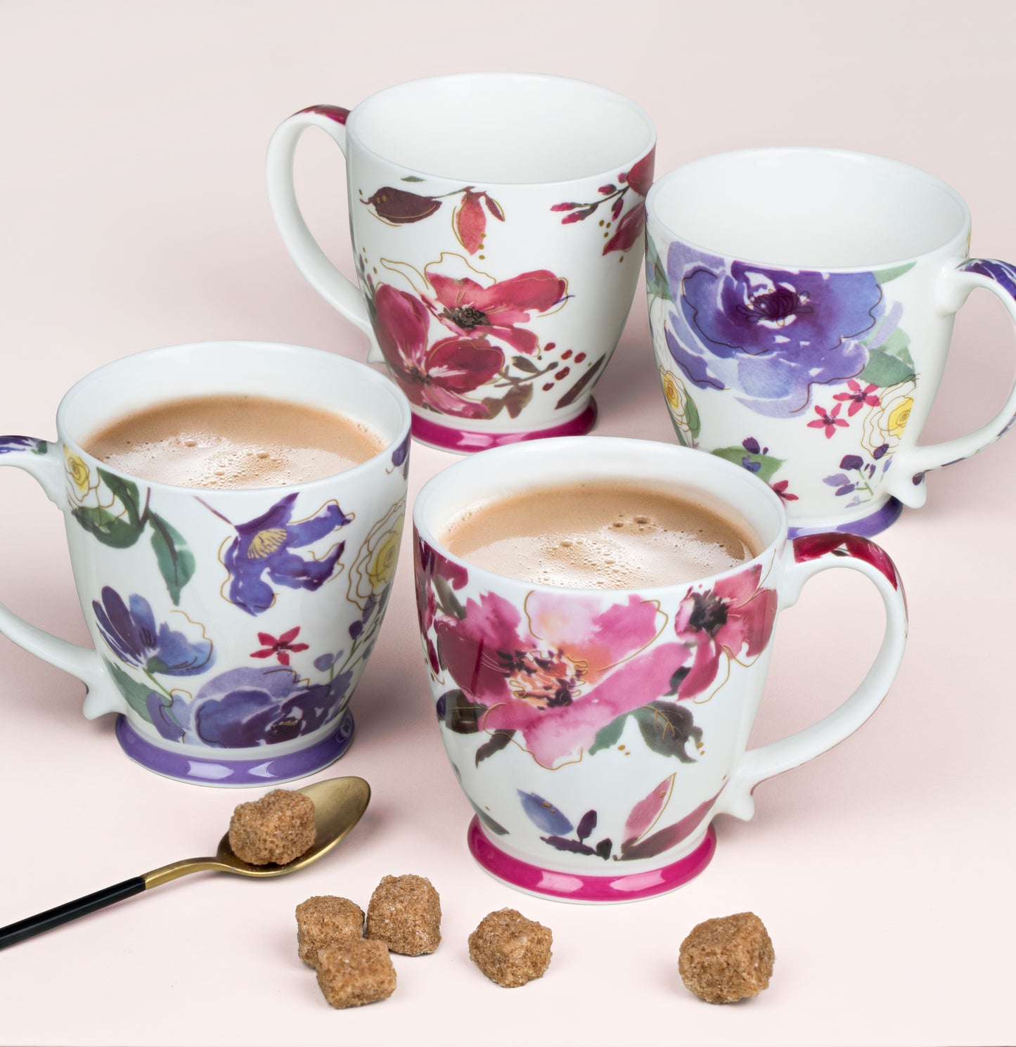 Set of 4 Floral Jumbo Cups