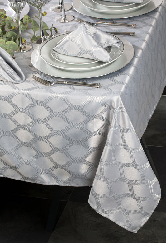 9pc SILVER Geo Table Linen Set
