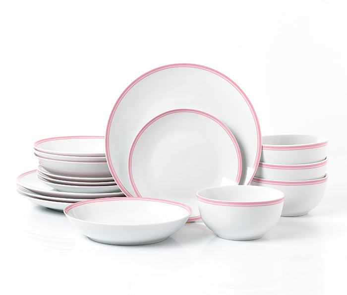 16pc St Ives Stripe Dinner Set - Pink