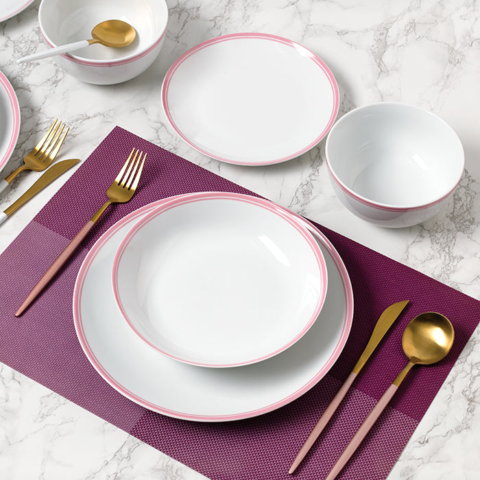 16pc St Ives Stripe Dinner Set - Pink