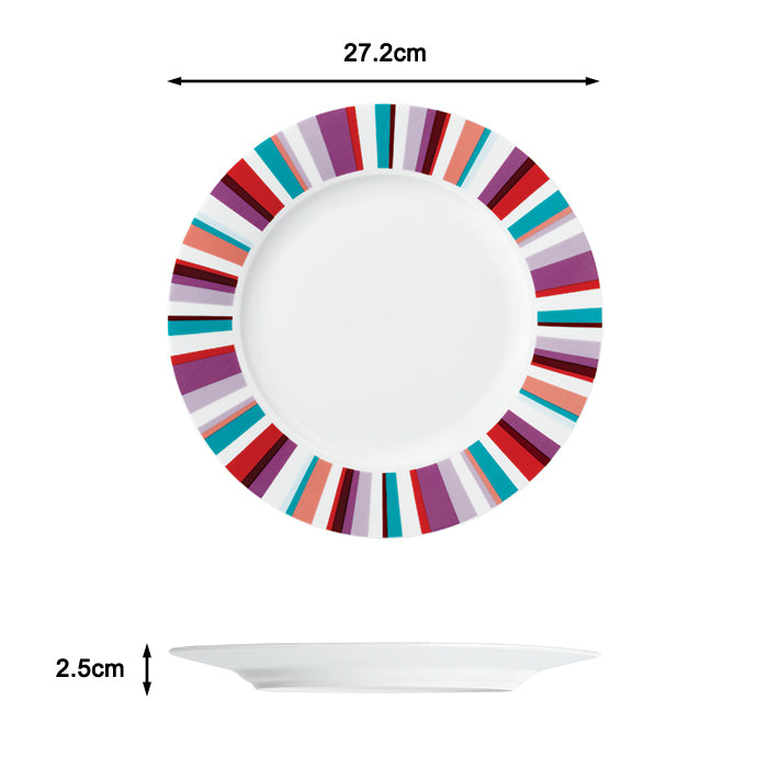 Mix and Match Stripe Porcelain Dinnerware set, 24 Pieces