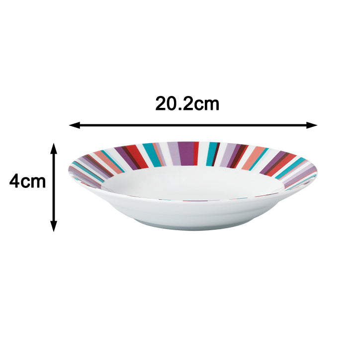 Mix and Match Stripe Porcelain Dinnerware set, 24 Pieces