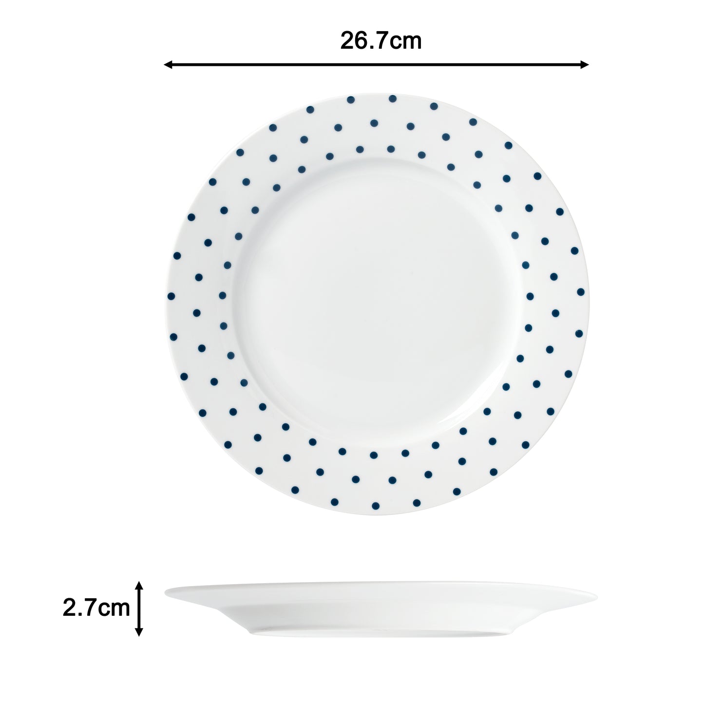 Blue & White Spot Porcelain Dinnerware Set, 24 Pieces