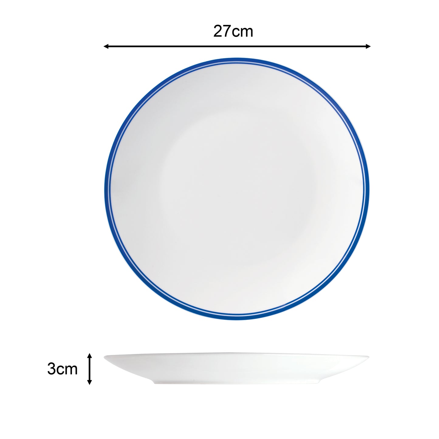 St Ives Stripe Porcelain Dinnerware Set - Blue, 16 Pieces