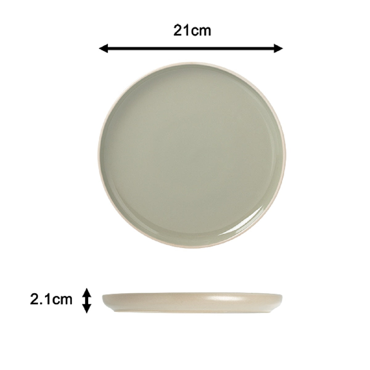 12pc 2tone (Matt & Shiny) Green & Cream Dinner Set