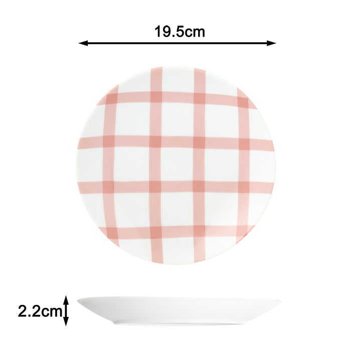 Gingham Pastels Porcelain Dinnerware Set, 12 Pieces