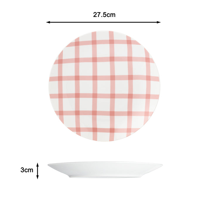 Gingham Pastels Porcelain Dinnerware Set, 12 Pieces