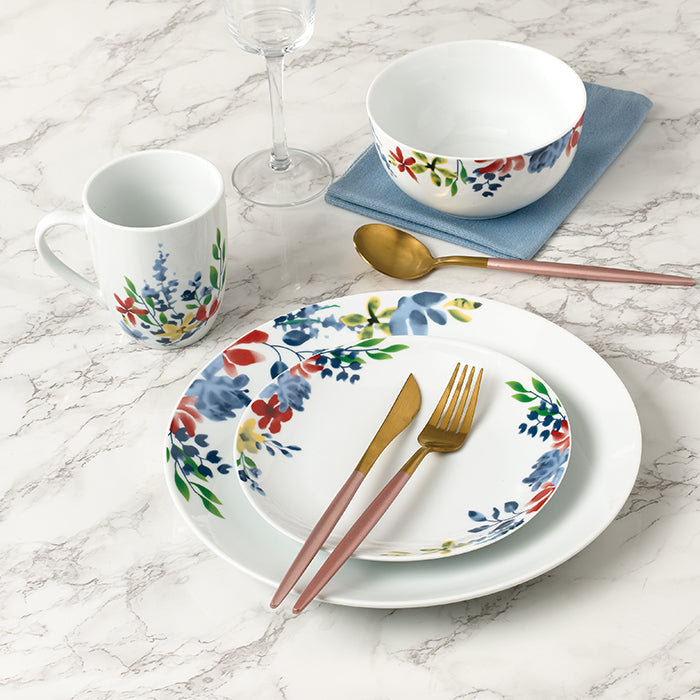 16pc Watercolour Floral Dinner Set