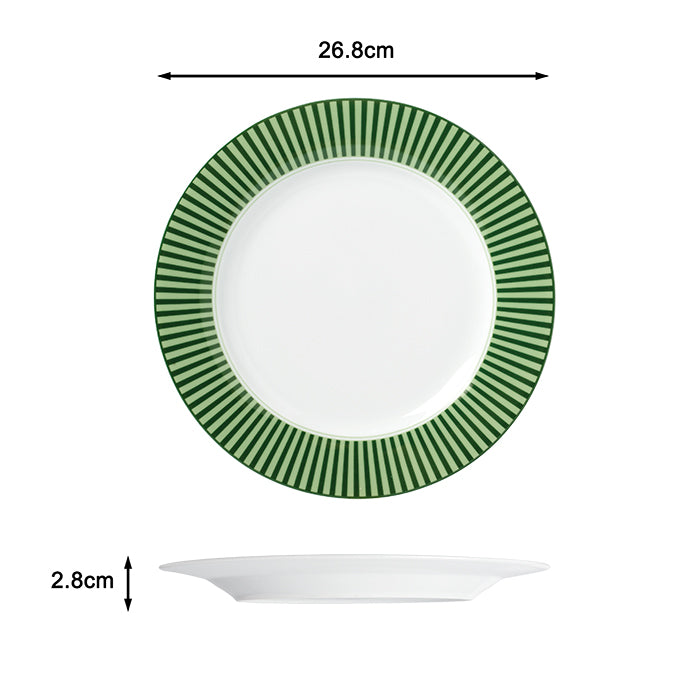 Belmont Green Stripe Porcelain Dinnerware Set, 12 Pieces