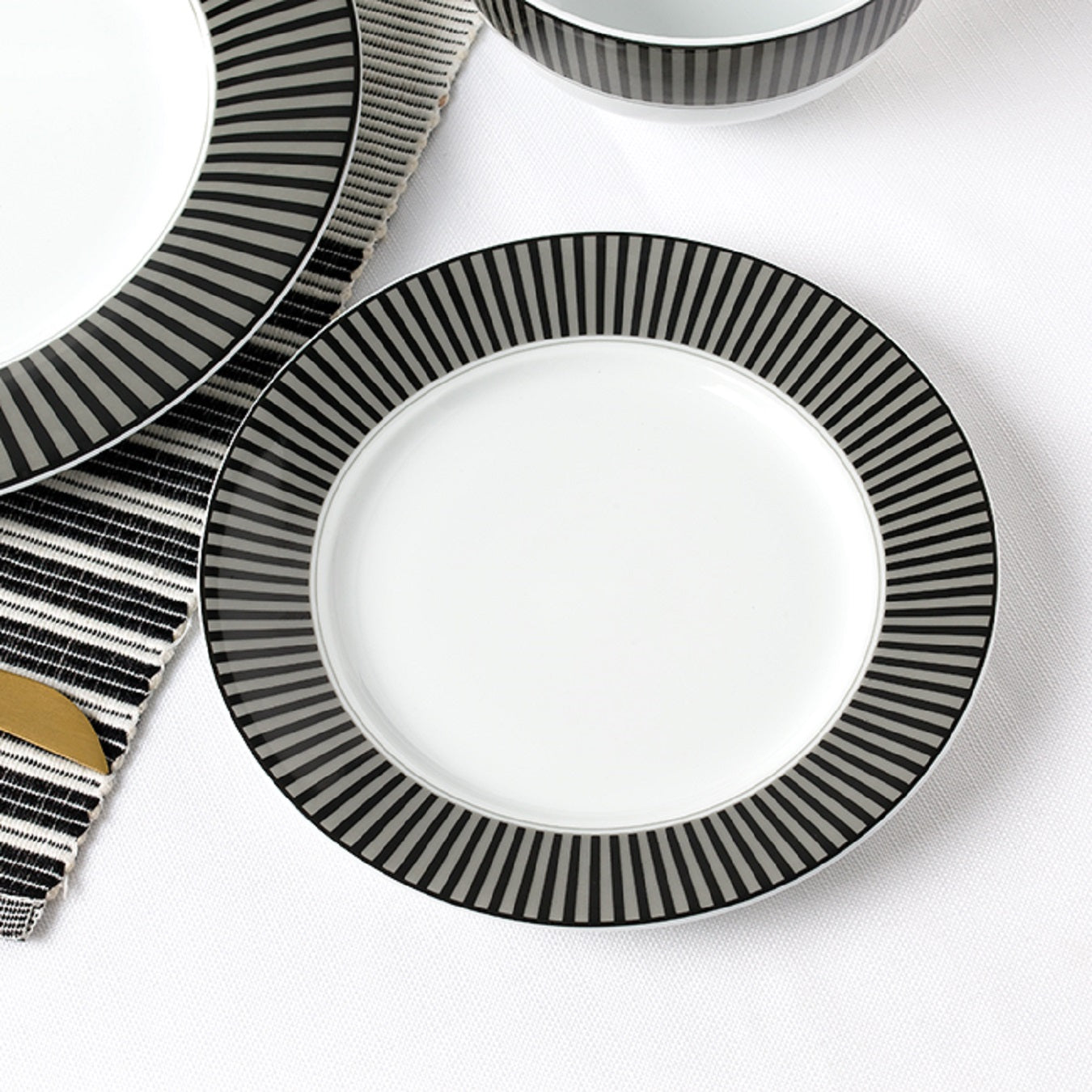 12pc Belmont Black Stripe Dinner Set