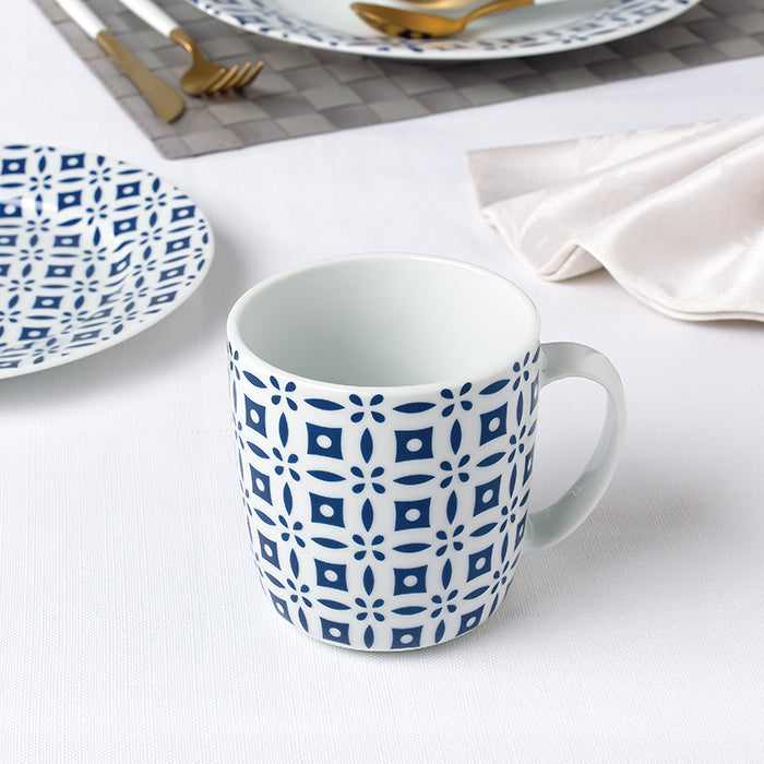 16pc Blue Geo Dinner Set