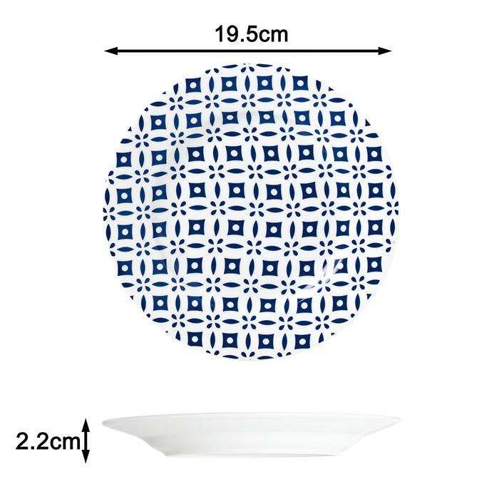 16pc Blue Geo Dinner Set