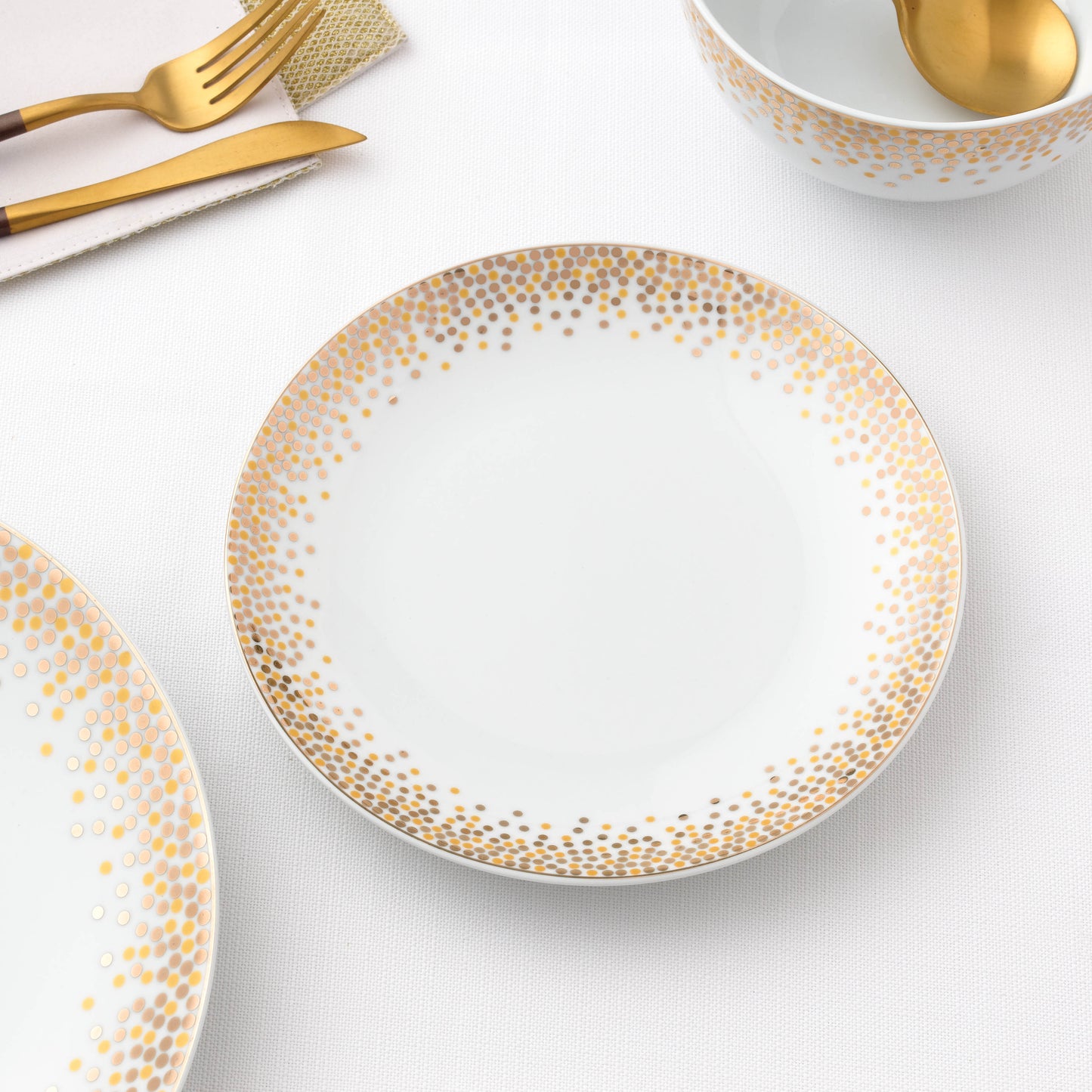 Gold Sparkle Christmas Porcelain Dinnerware Set, 12 Pieces