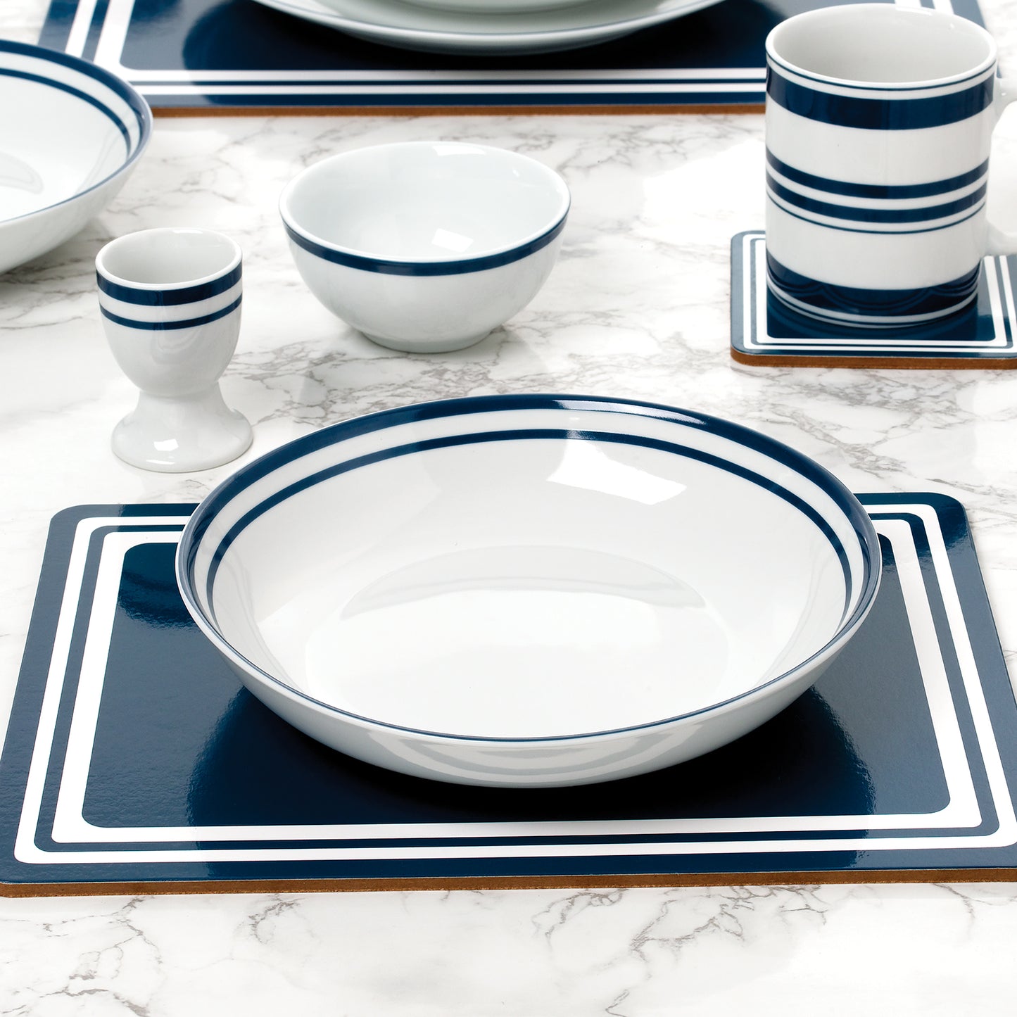 COMBINATION Dinnerware Set - Blue Bistro, 56 Pieces