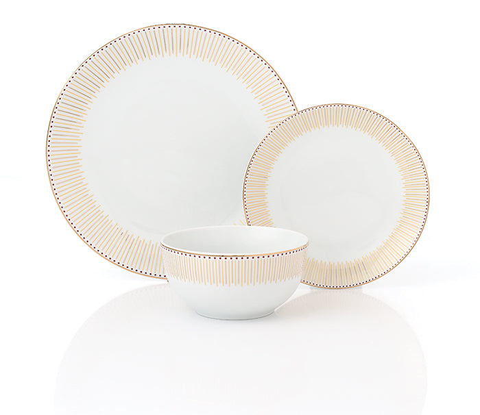 Gold Radiance Xmas Porcelain Dinnerware Set, 12 Pieces