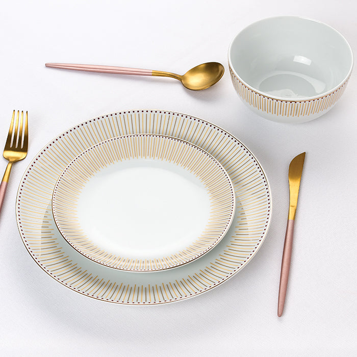 Gold Radiance Xmas Porcelain Dinnerware Set, 12 Pieces