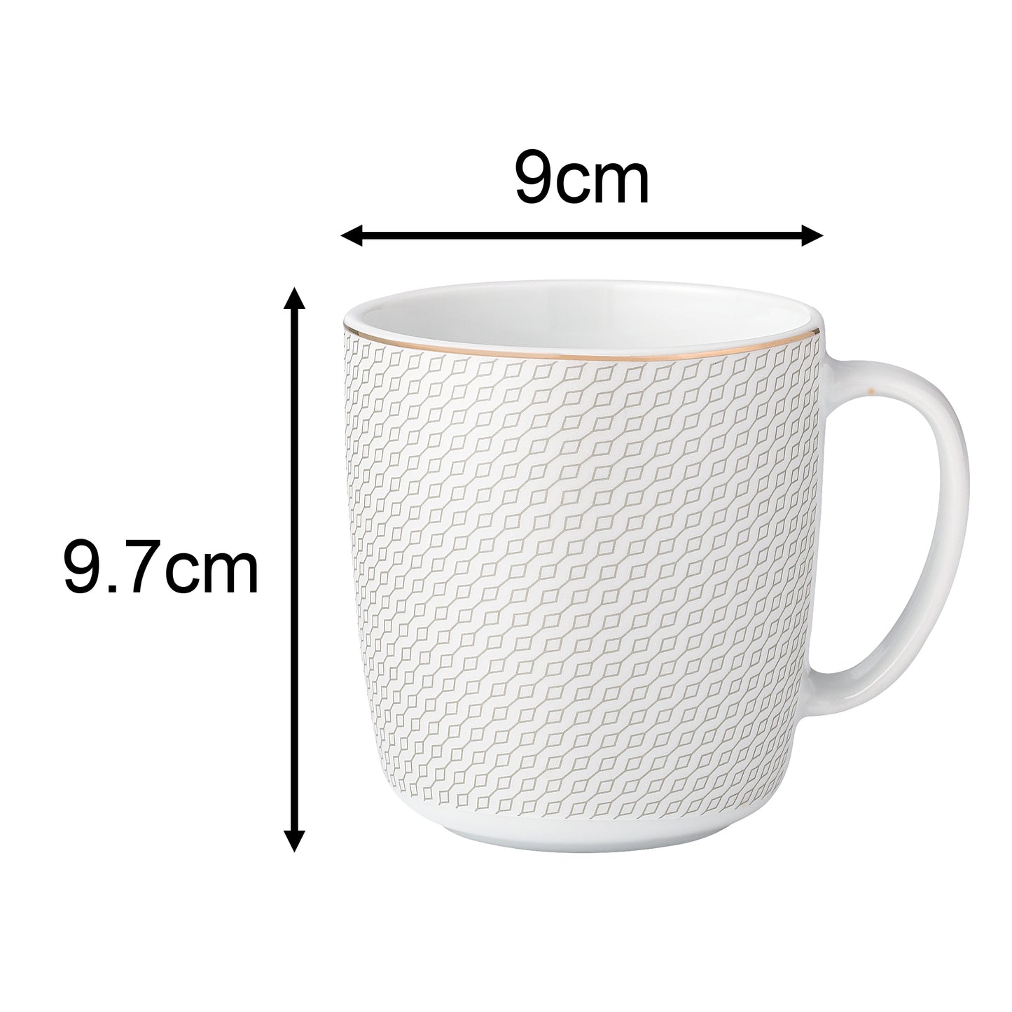 Premium Diamond & Gold Christmas Porcelain Mug Set, 4 Pieces