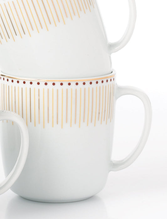 Gold Radiance Xmas Porcelain Mug Set, 4 Pieces