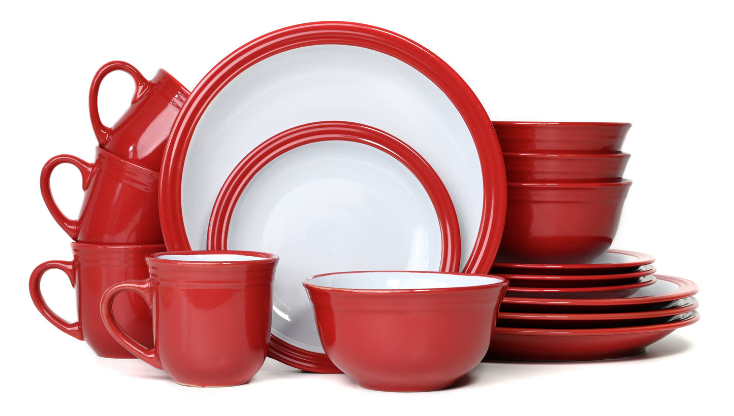 Camden Red Stoneware Dinnerware Set, 16 Pieces