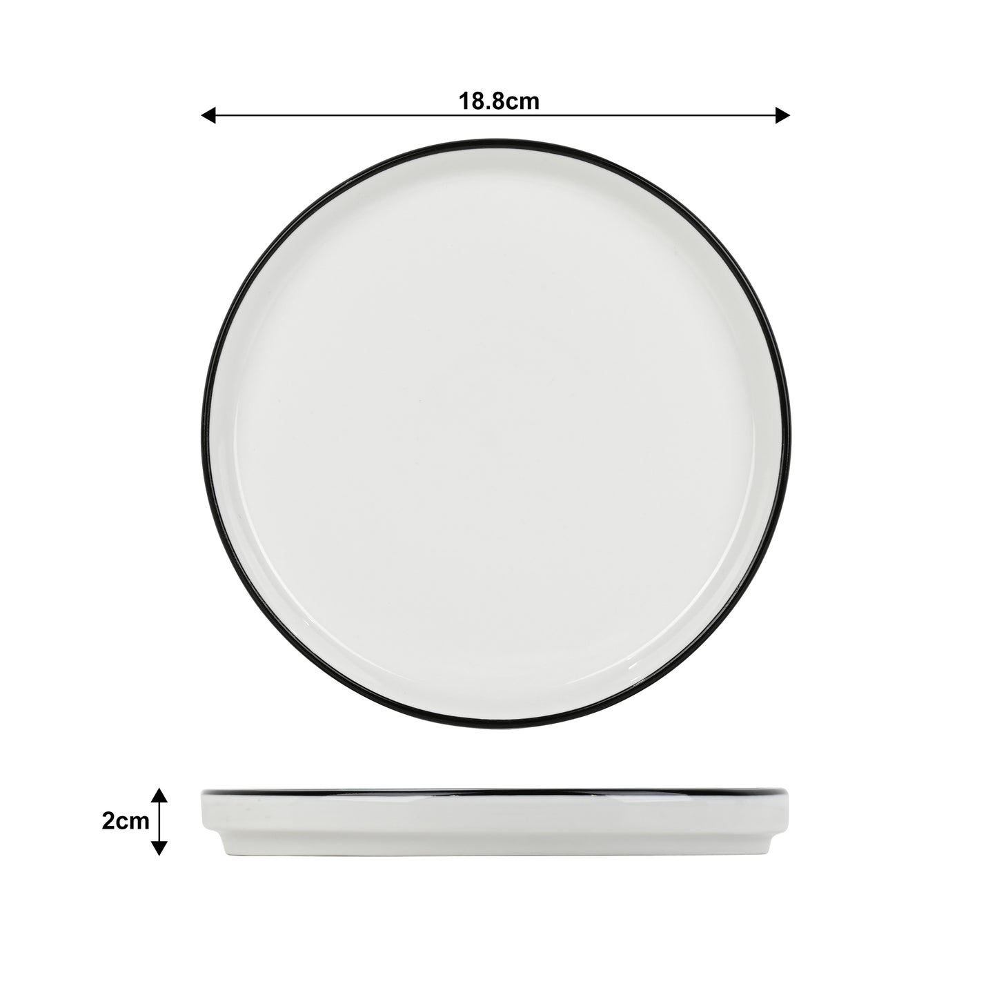 Stackable White with Black Rim Porcelain Dinner Set, 12 Pieces