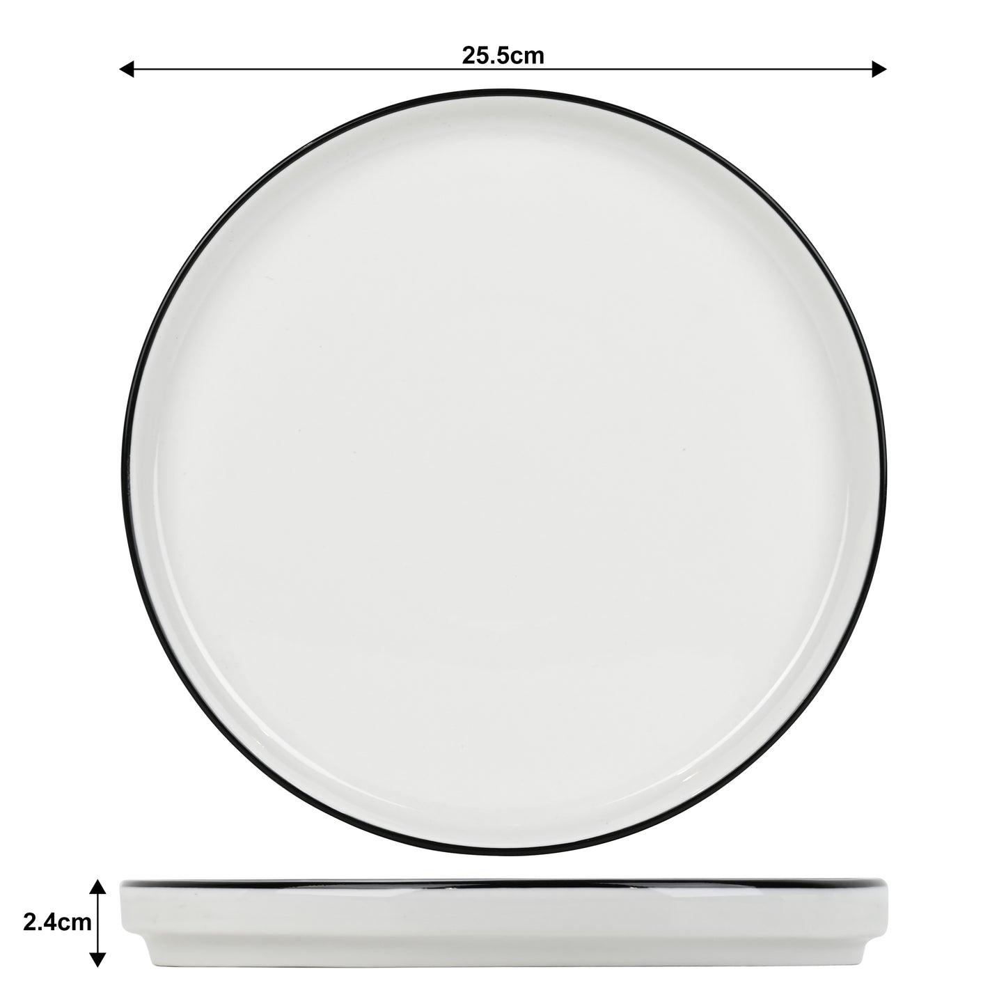 16pc Stackable White with Black Rim Dinner Set