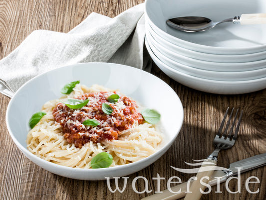 White Porcelain Xmas Pasta Gift Set, 6 Pieces