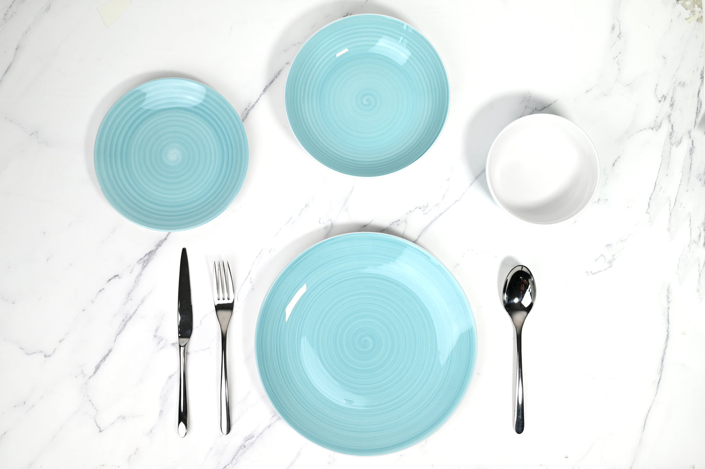 16pc Aqua Spin Wash Dinner Set