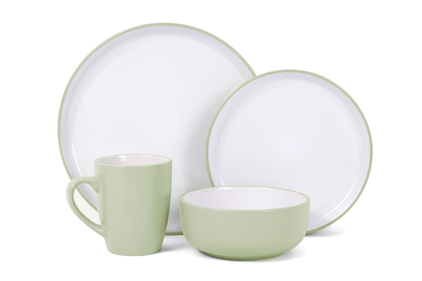 16pc Pastel 2tone - Green Dinner Set