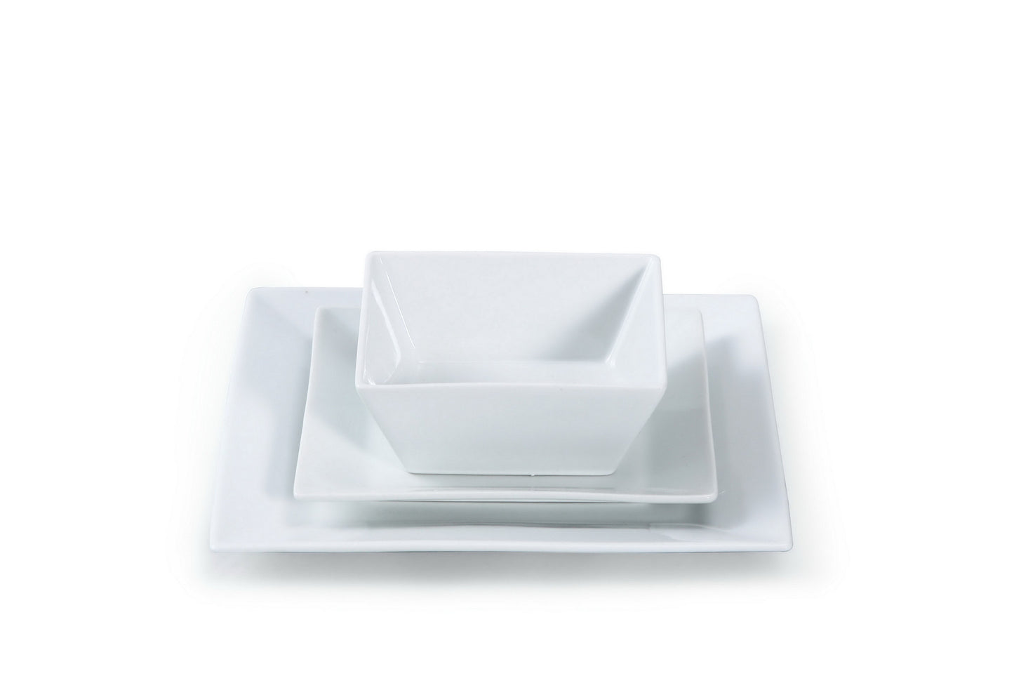 12 Piece White Square Porcelain Dinner Set