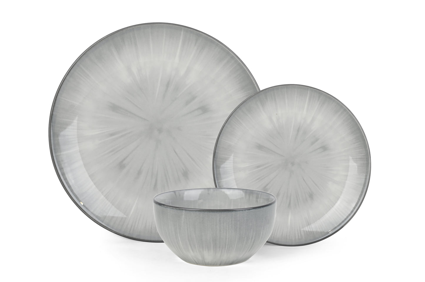12PC Grey Star Reactive Glaze Dinner Set