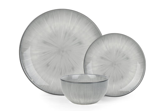 12PC Grey Star Reactive Glaze Dinner Set