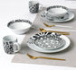 16PC Black & White Kira Dinner Set