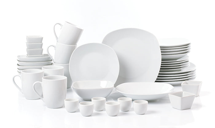 42PC White Porcelain Square