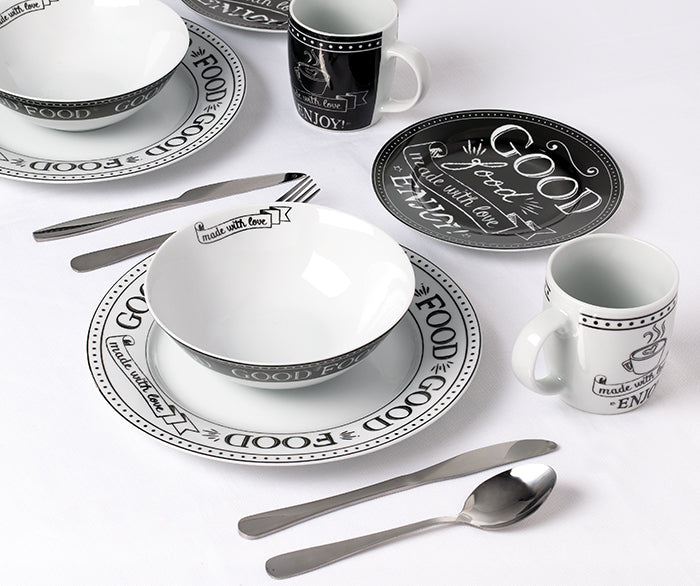 16PC Good Food - made with love Dinner Set