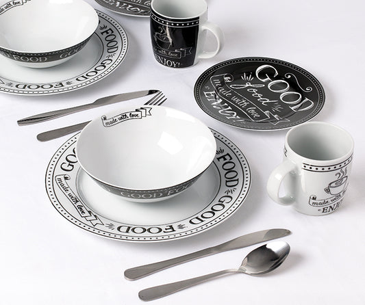 Good Food - made with love Porcelain Dinnerware Set, 16 Pieces