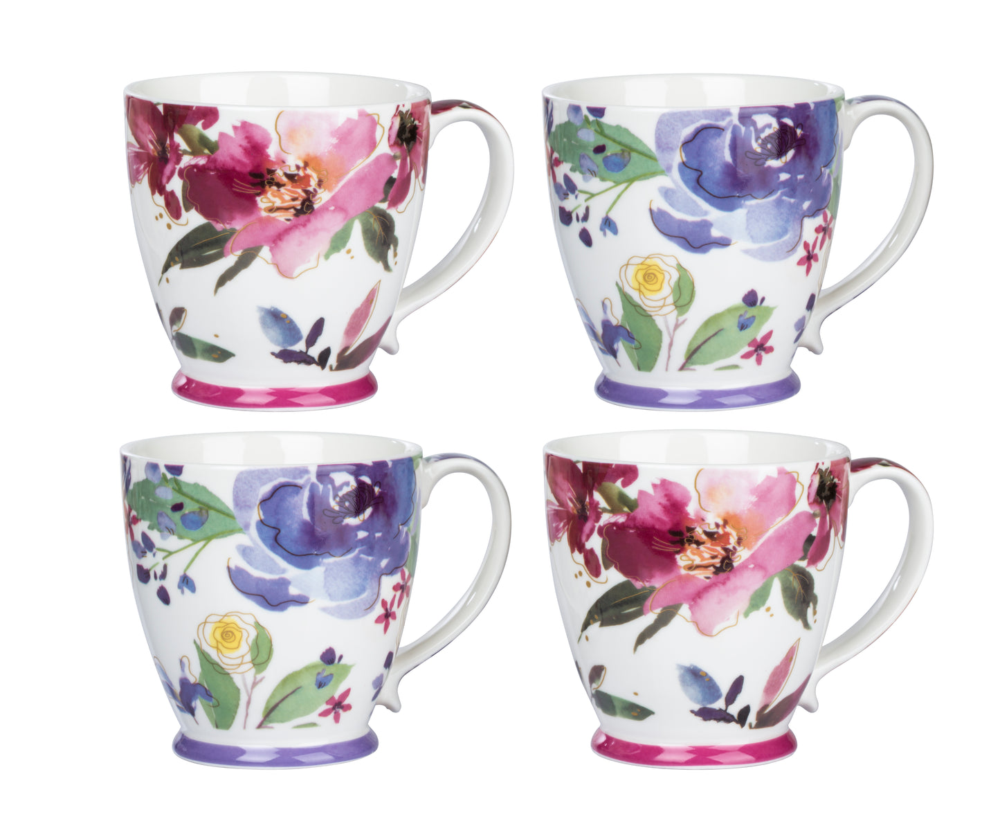 Set of 4 Floral Jumbo Cups