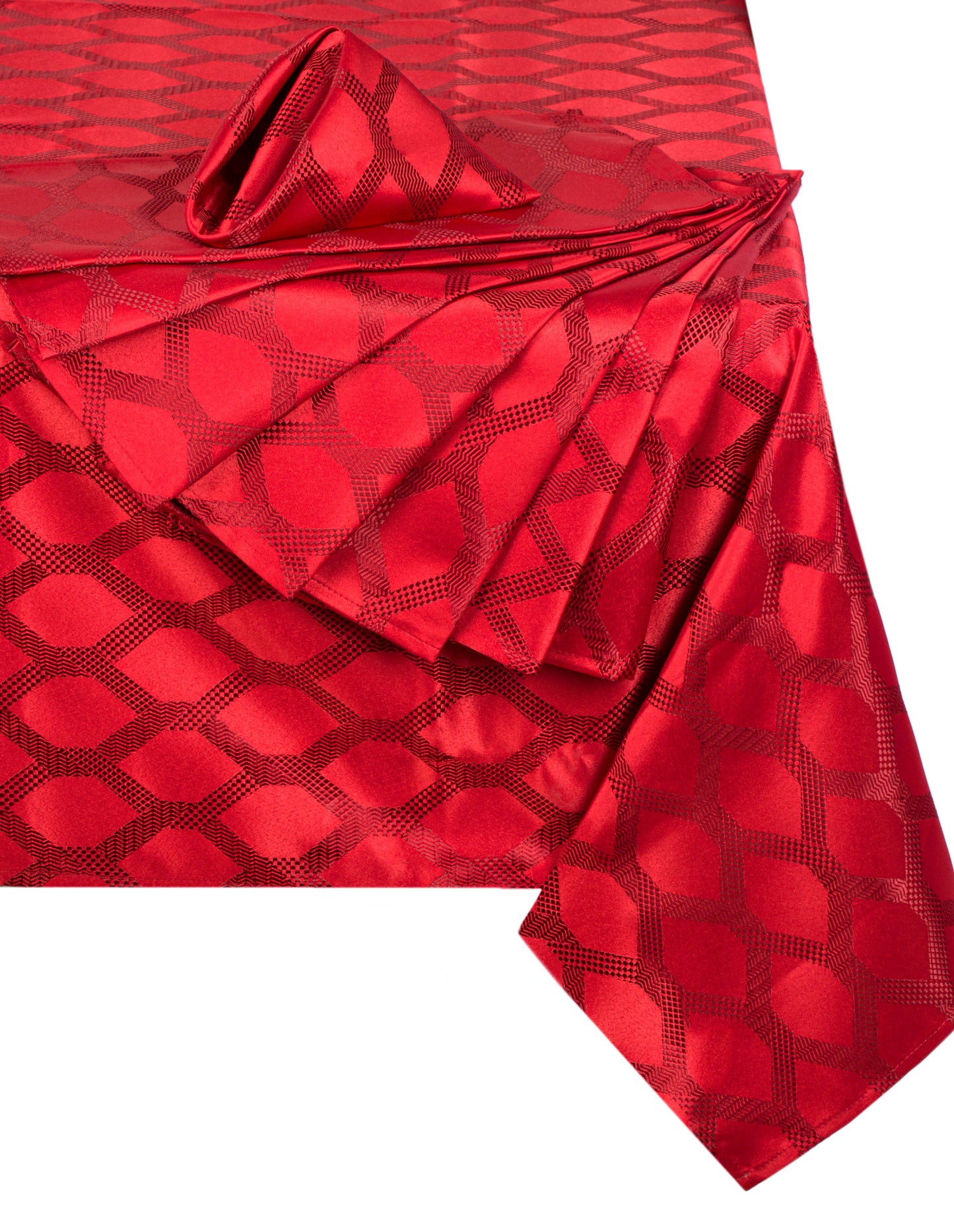 9pc RED Geo Table Linen Set