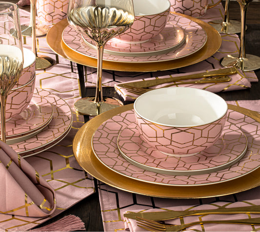 9pc Tullulah Pink & Gold Runner Set