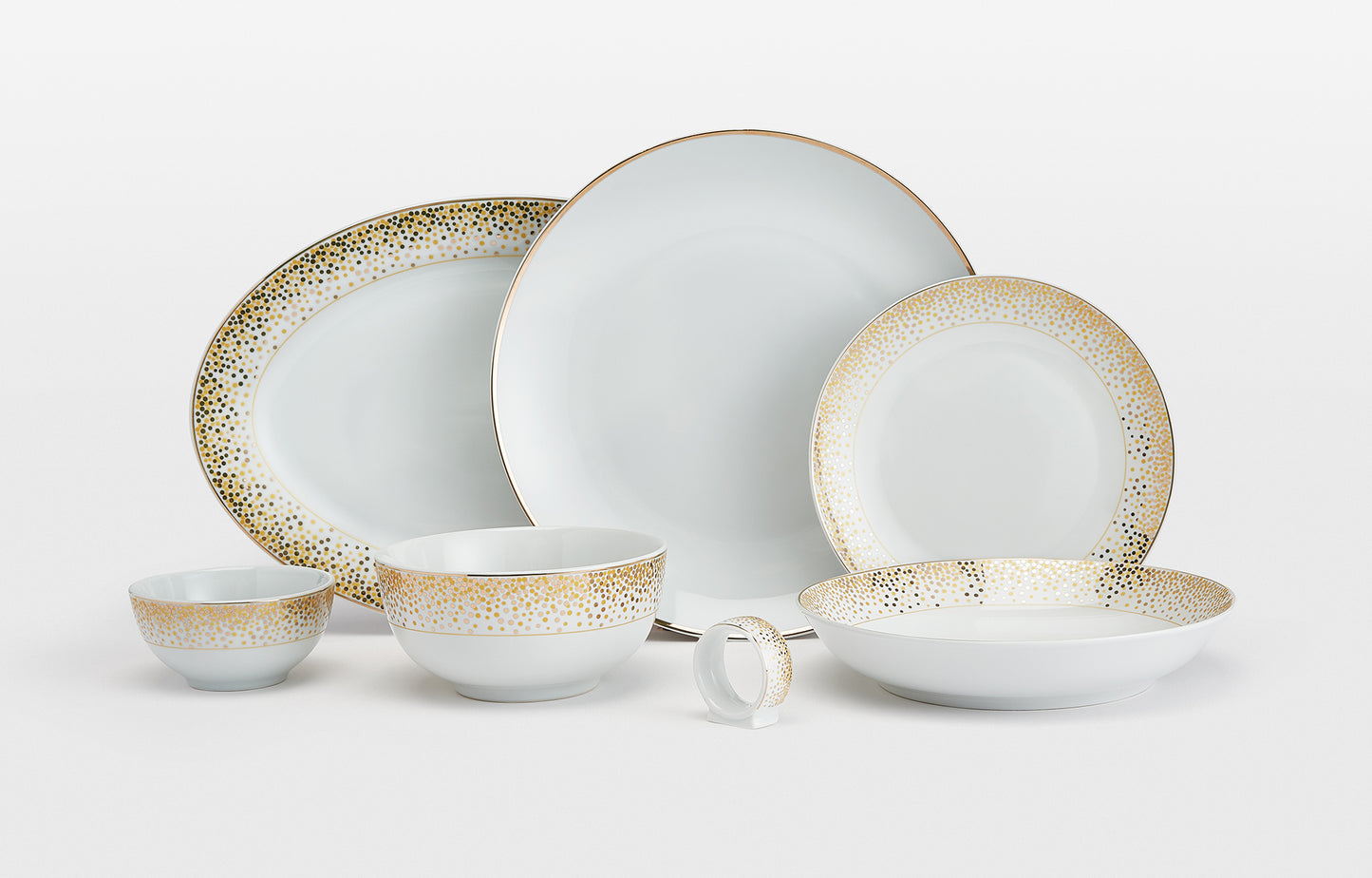 Gold Sparkle Porcelain Dinnerware Set, 50 Pieces