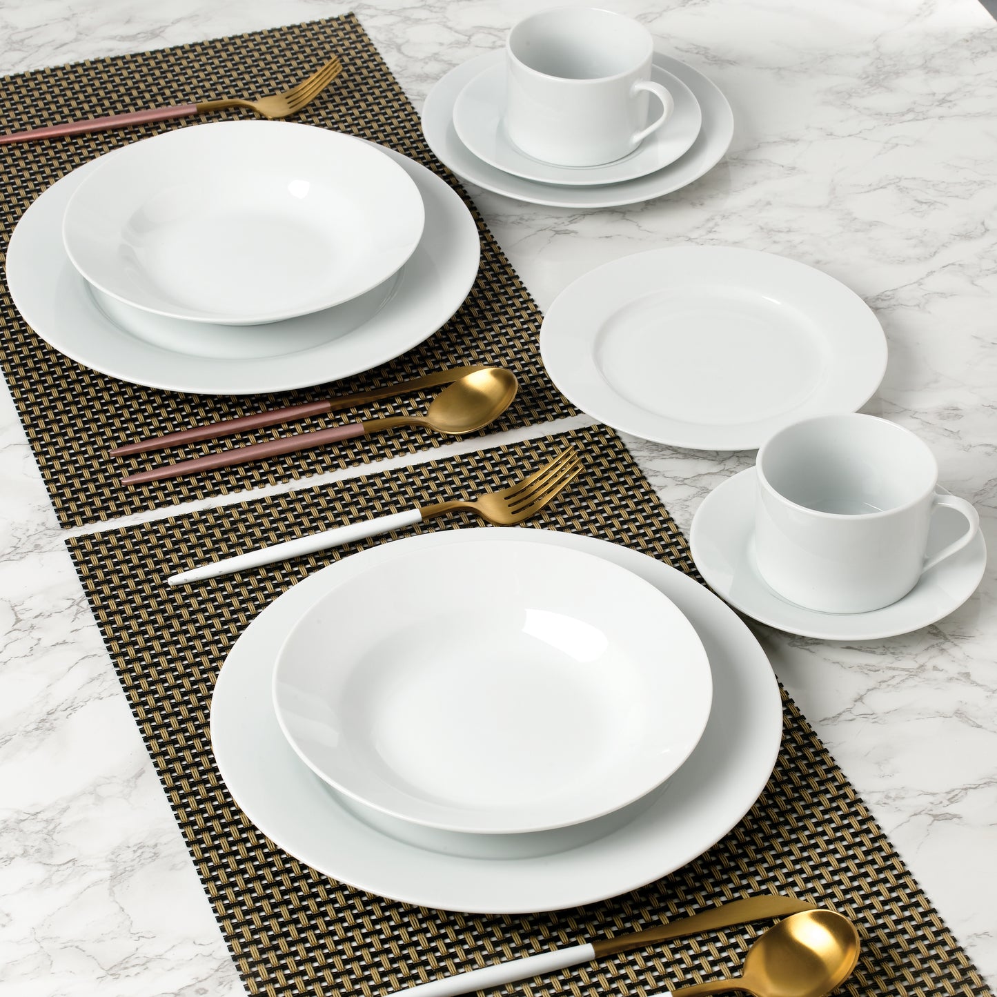 20PC White Rimmed Dinner Set