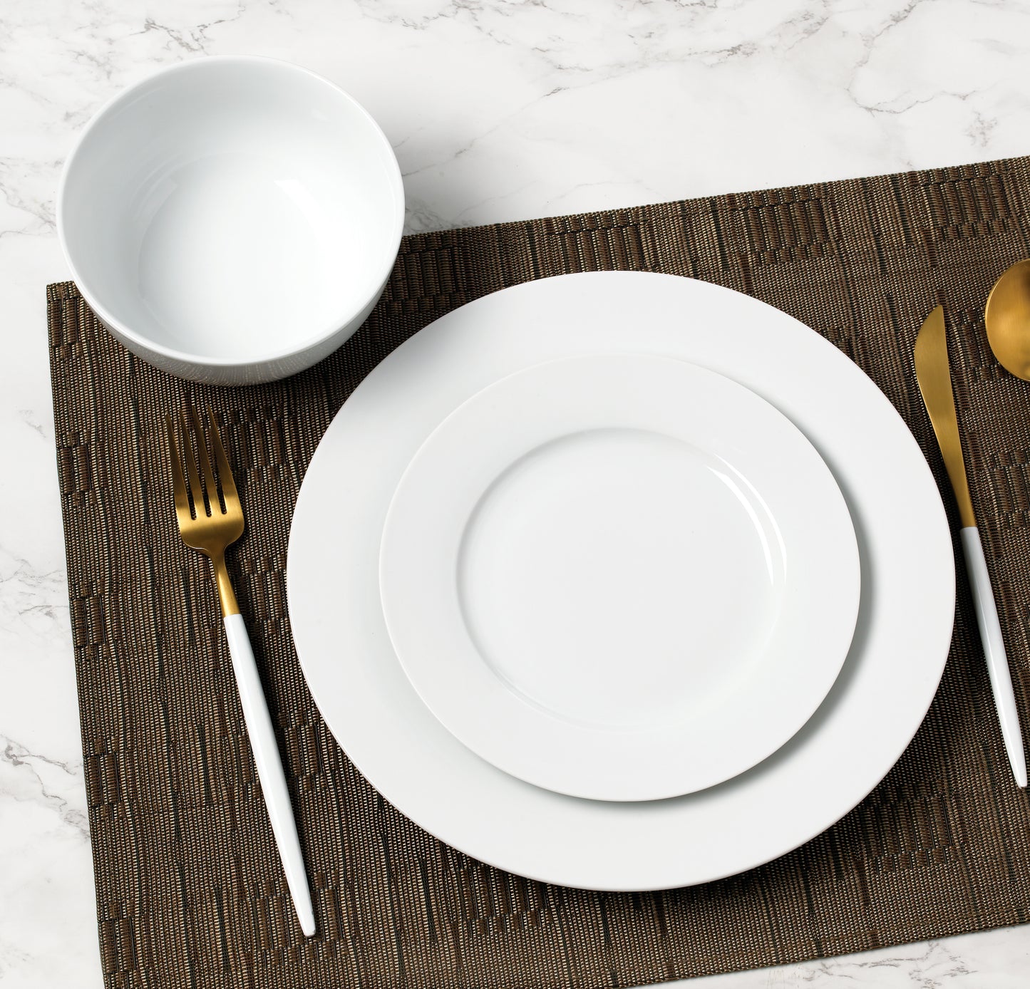 24pc White Rim Dinner Set