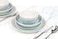 24PC BLUE & GREY SPINWASH COUPE DINNER SET