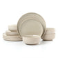 12pc 2tone (Matt & Shiny) Stone & Cream Dinner Set