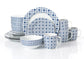 16pc Blue Geo Dinner Set