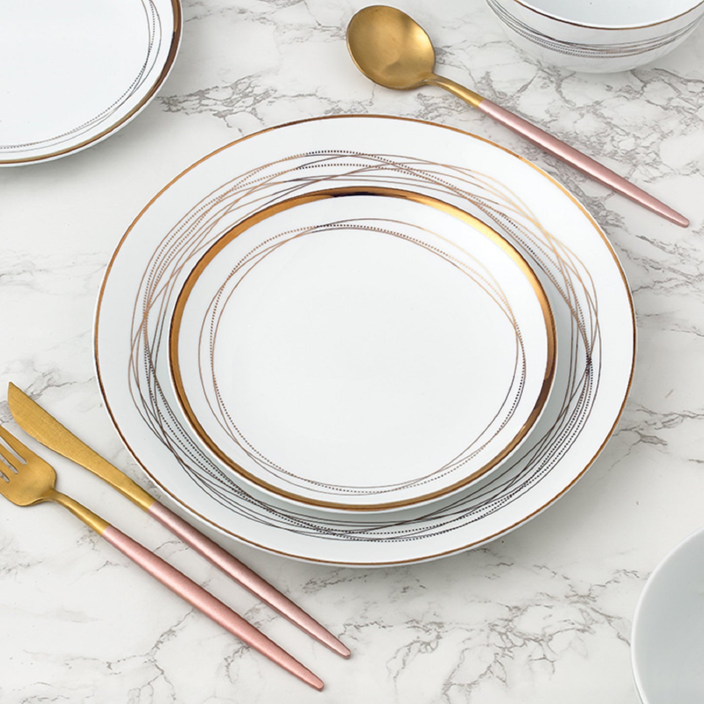 12pc Gold Swirl Dinner Set