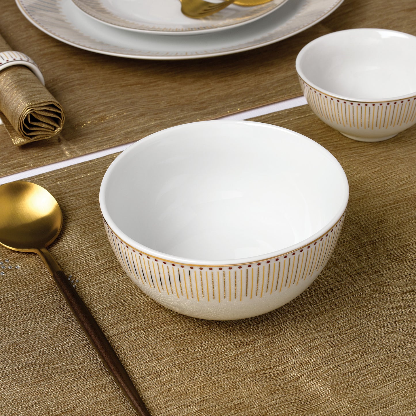 Gold Radiance Porcelain Dinnerware Set, 50 Pieces