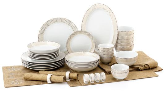 Gold Radiance Porcelain Dinnerware Set, 50 Pieces
